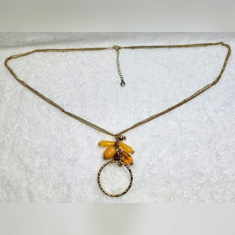 CATO Topaz, Tan and Yellow Beaded Drop Necklace - Picture 3 of 4